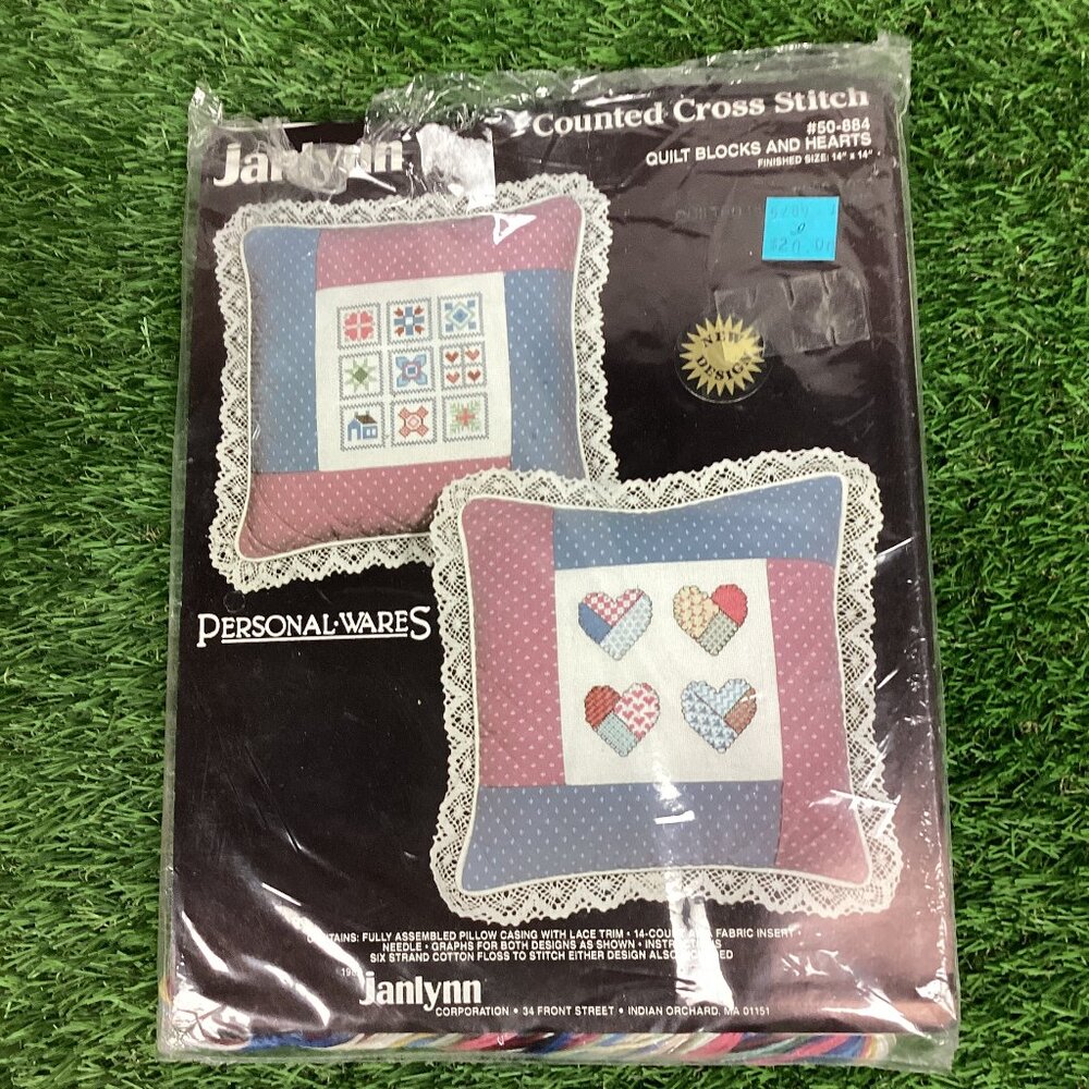 Jenlynn Counted Cross Stitch Quilt Block and Hearts 50-884